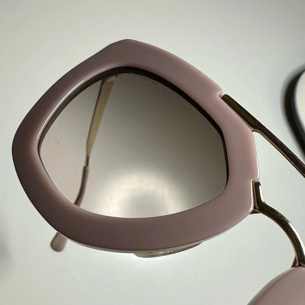 Prada Cinema Iconic Cat Eye Sunglasses 09Q Opal Pink Gold Aviator Gradient - Picture 12 of 14